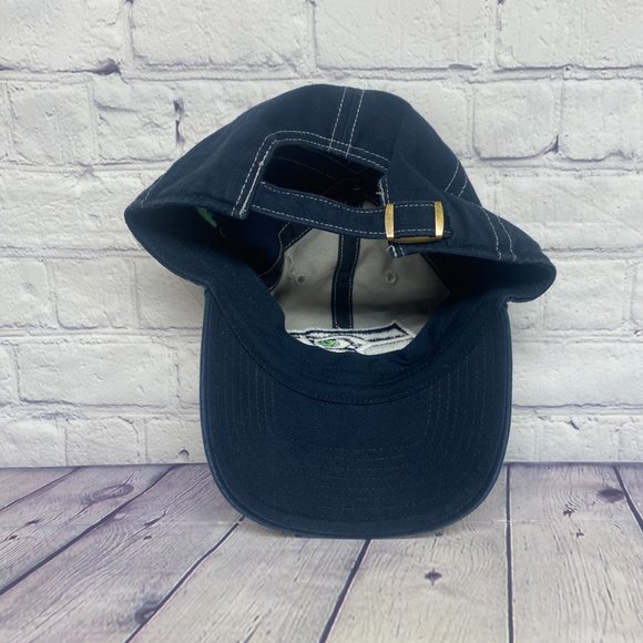 Seattle Seahawks Hat Cap Strap Back Gray Navy Blue Sports NFL Embroidered OTS - Picture 8 of 12